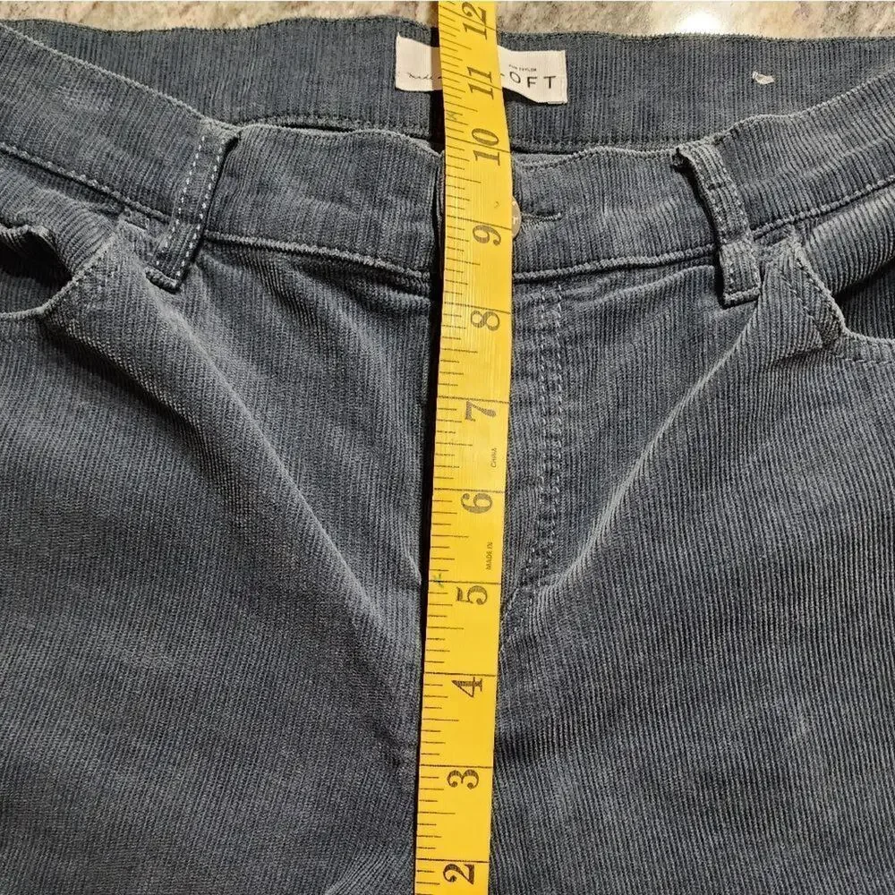 LOFT mid rise Grey fine wale stretch Skinny corduroy‎ pants size 29 8